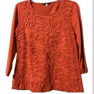 Cable & Gauge Petites Knit Top With Ribbon Detail SZ PM